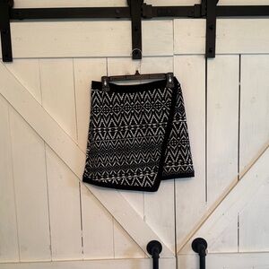 Moa Moa Black and White Tribal Wrap Mini Skirt